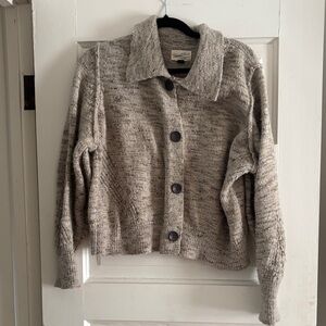 Universal Thread Neutral Heathered Cream Button-Front Cardigan